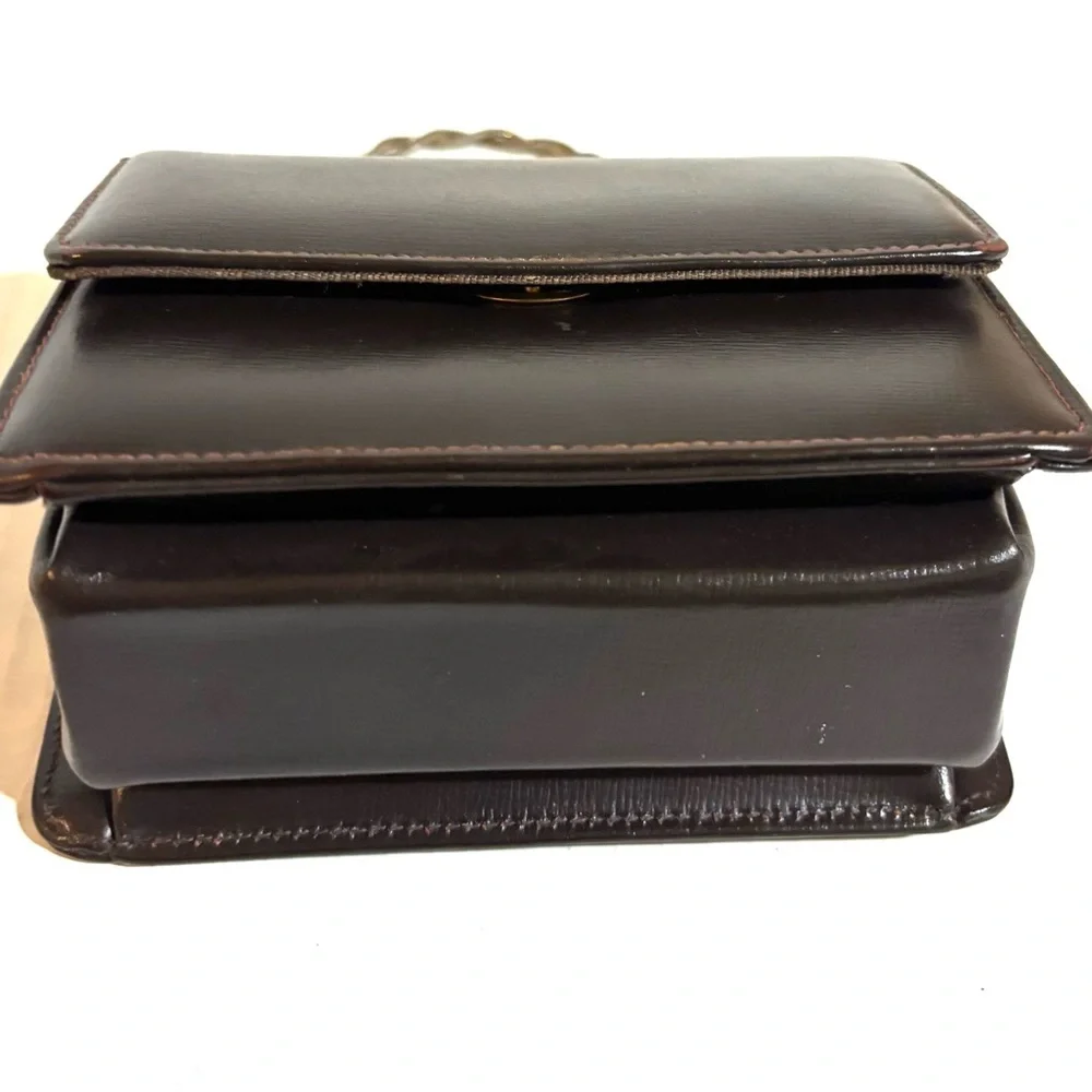 Vintage Elegant dark Brown Leather Handle Handbag